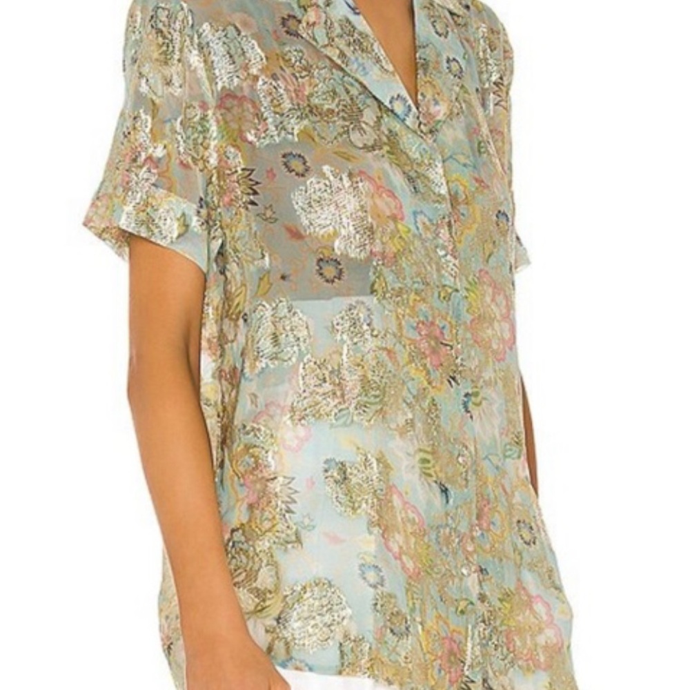 Hemant & Nandita sheer floral blouse NWOT